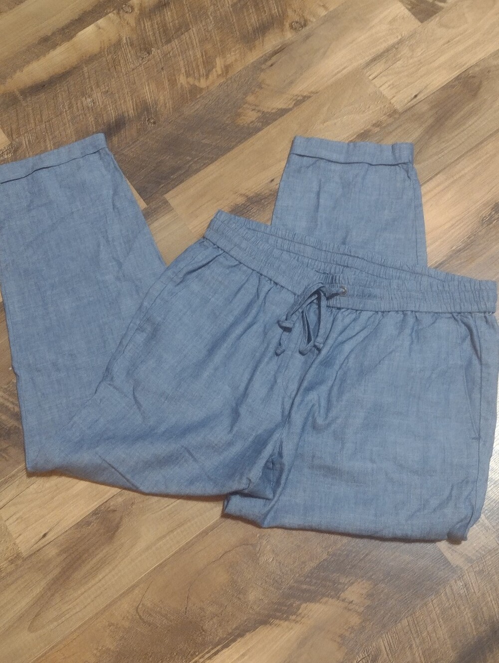 J. Crew Women's Pants in Chambray Blue Elastic Waistband Size 6